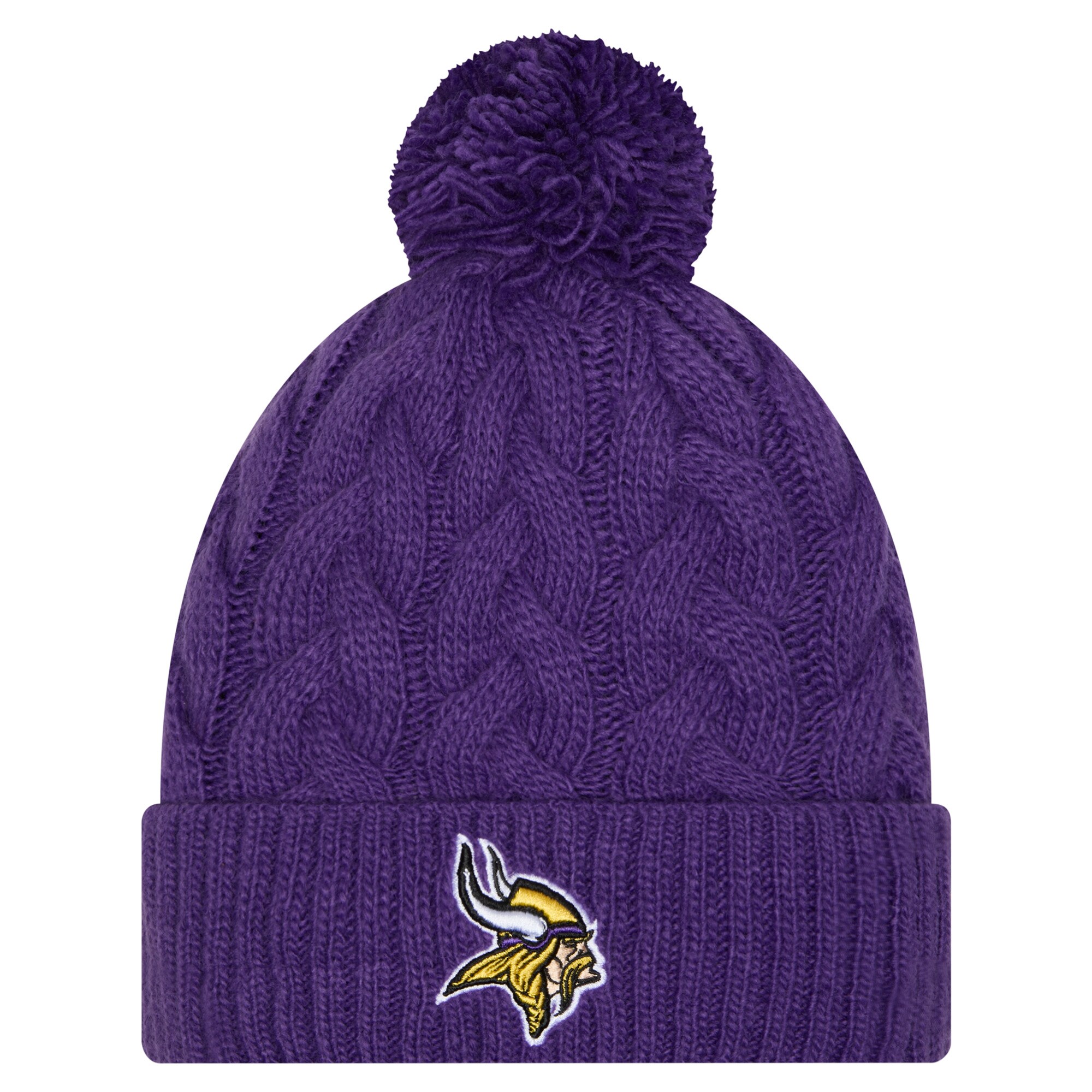 Minnesota Vikings girls youth new era purple minnesota vikings cabled cuffed knit hat with pom Collection | Vikings Online Shop