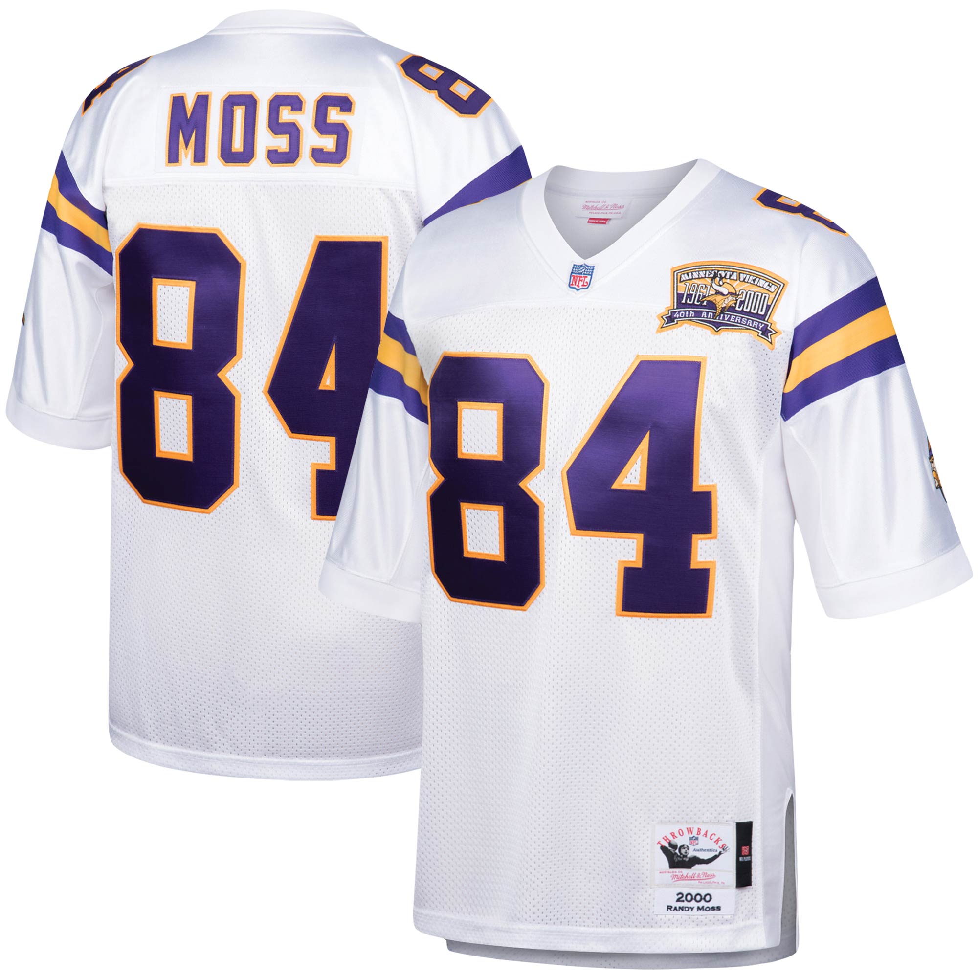Minnesota Vikings mens mitchell  ness randy moss white minnesota vikings 2000 authentic throwback retired player jersey Collection | Vikings Online Shop