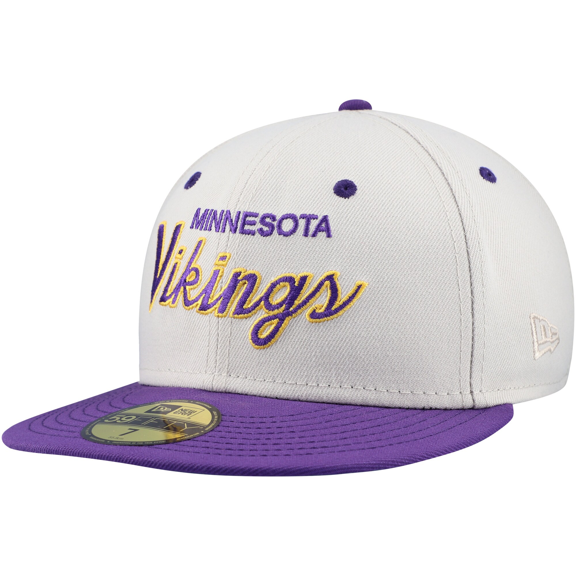 Minnesota Vikings mens new era creampurple minnesota vikings historic script 59fifty fitted hat Collection | Vikings Online Shop