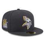 Minnesota Vikings mens new era graphite minnesota vikings official 2024 nfl draft on stage 59fifty fitted hat Collection | Vikings Online Shop