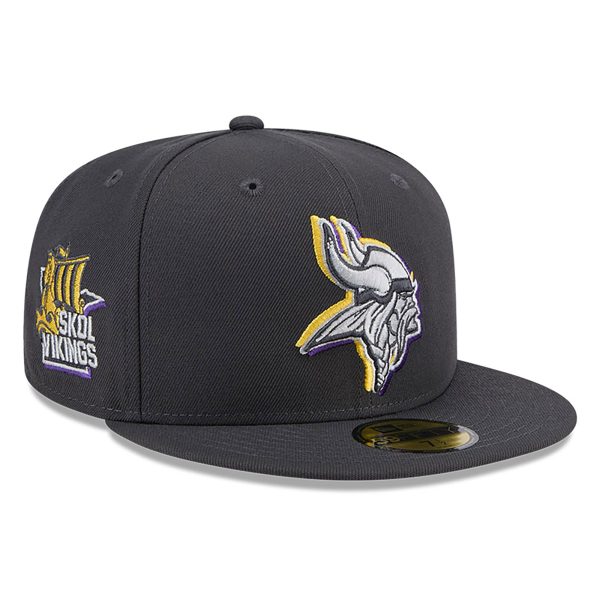 Minnesota Vikings mens new era graphite minnesota vikings official 2024 nfl draft on stage 59fifty fitted hat Collection | Vikings Online Shop