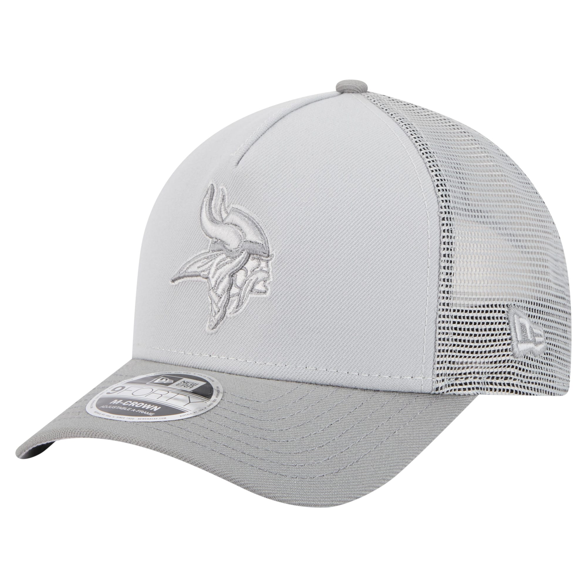 Minnesota Vikings mens new era gray minnesota vikings domain 9forty a-frame trucker adjustable hat Collection | Vikings Online Shop