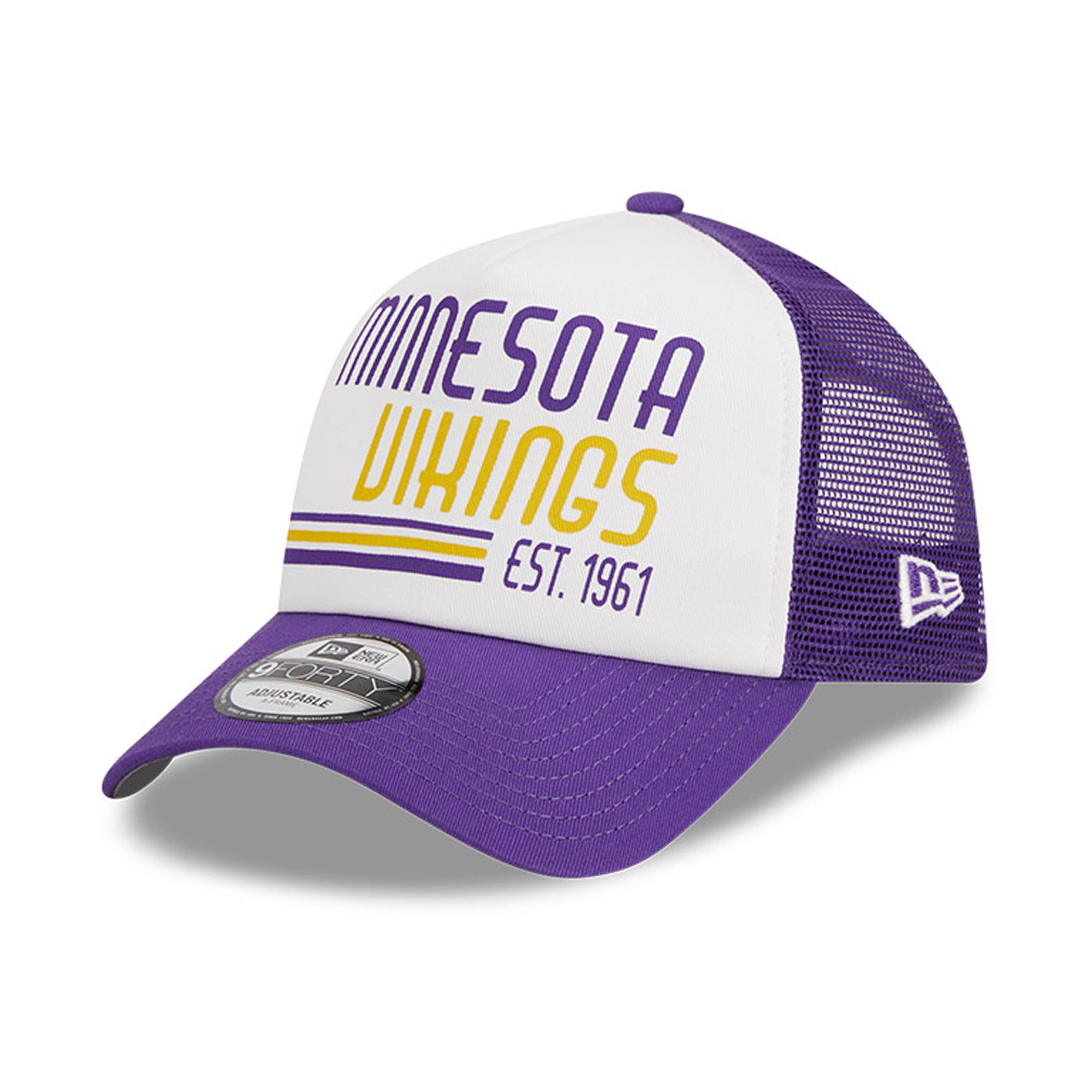 Minnesota Vikings mens new era whitepurple minnesota vikings stacked a-frame trucker 9forty adjustable hat Collection | Vikings Online Shop