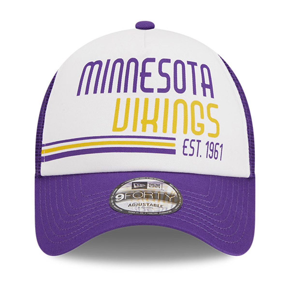 Minnesota Vikings mens new era whitepurple minnesota vikings stacked a-frame trucker 9forty adjustable hat Collection | Vikings Online Shop