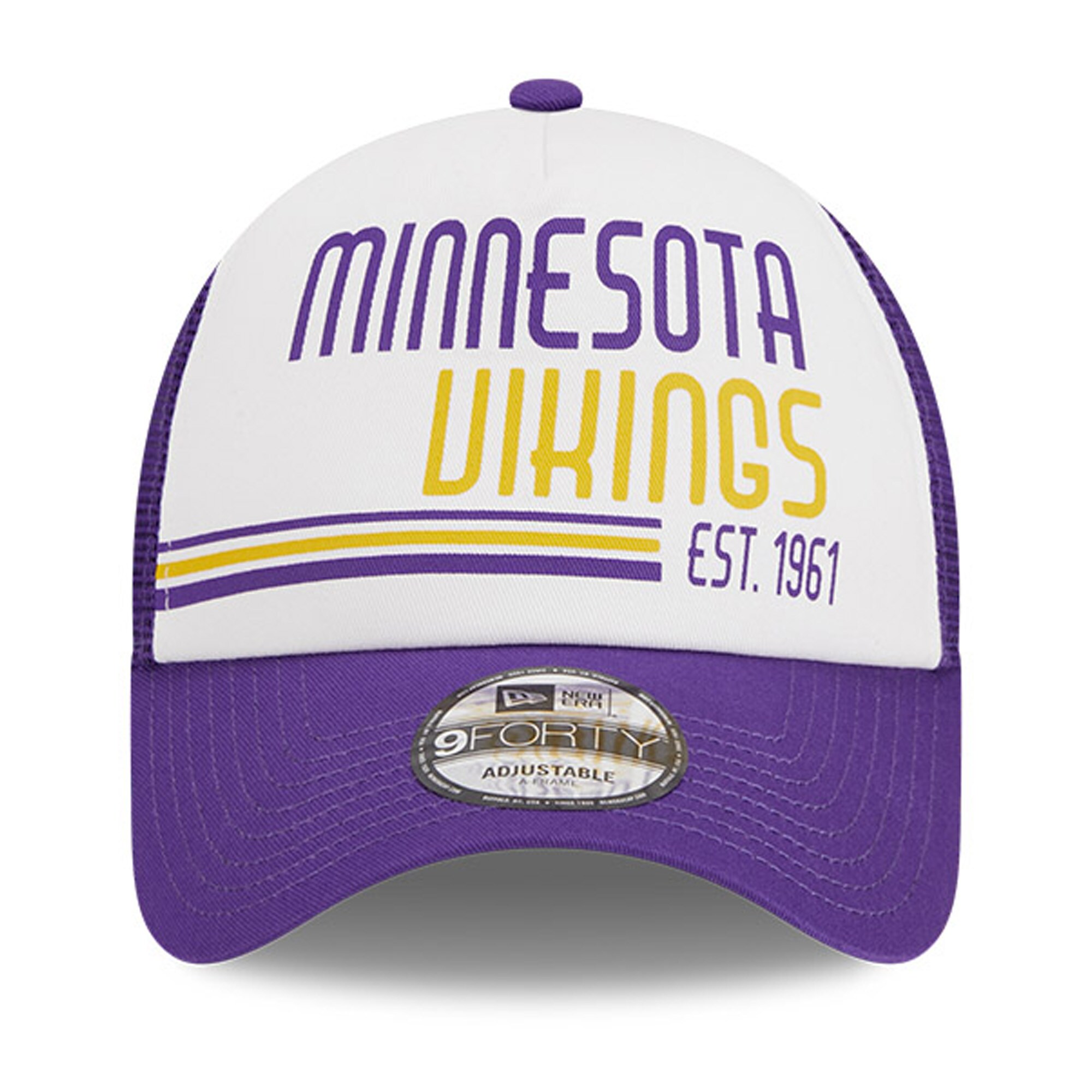 Minnesota Vikings mens new era whitepurple minnesota vikings stacked a-frame trucker 9forty adjustable hat Collection | Vikings Online Shop