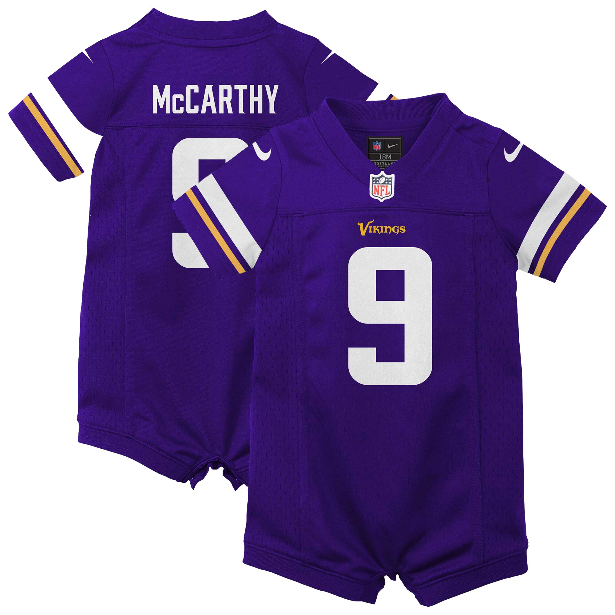 Minnesota Vikings newborn  infant nike j.j. mccarthy purple minnesota vikings romper game jersey Collection | Vikings Online Shop