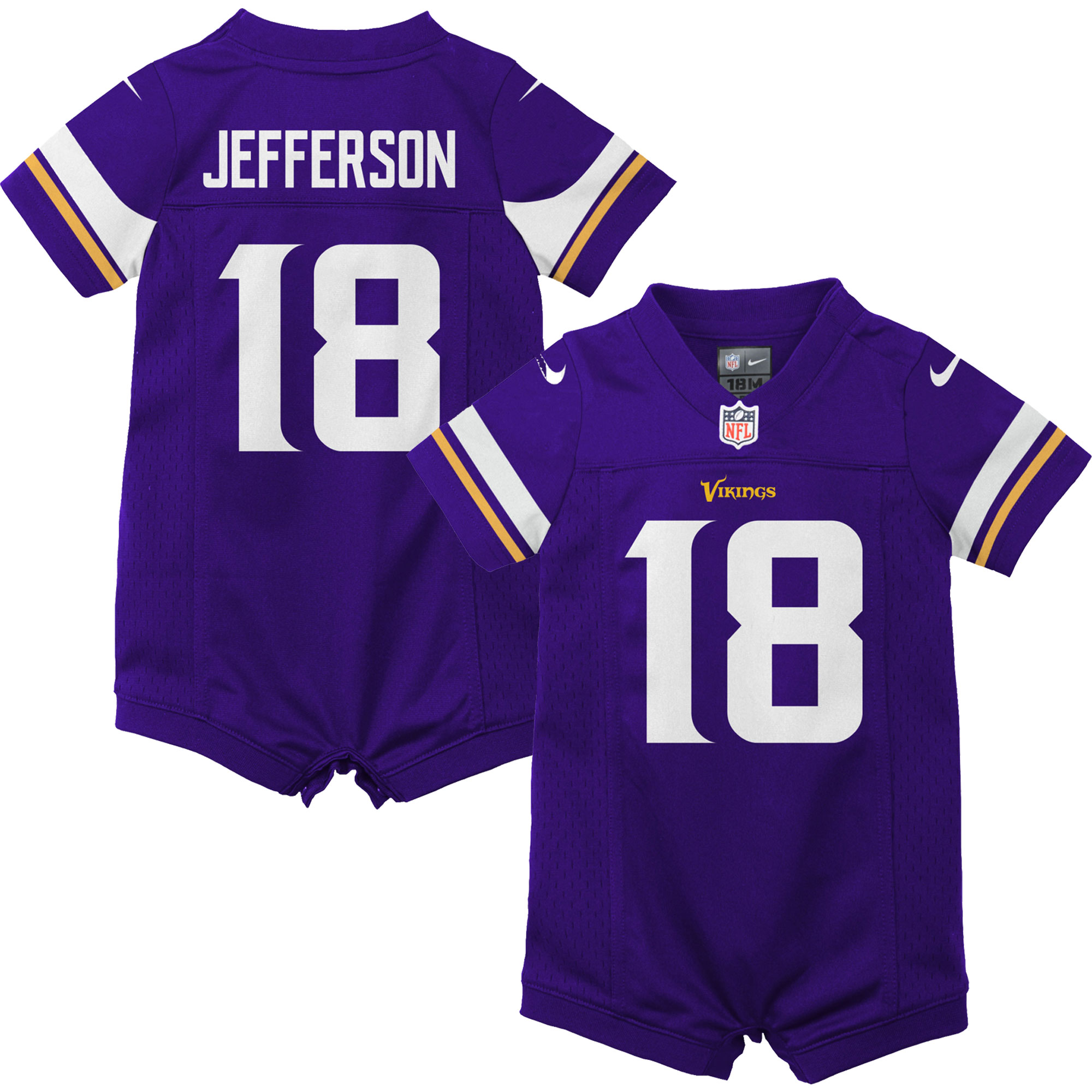 Minnesota Vikings newborn  infant nike justin jefferson purple minnesota vikings game romper jersey Collection | Vikings Online Shop