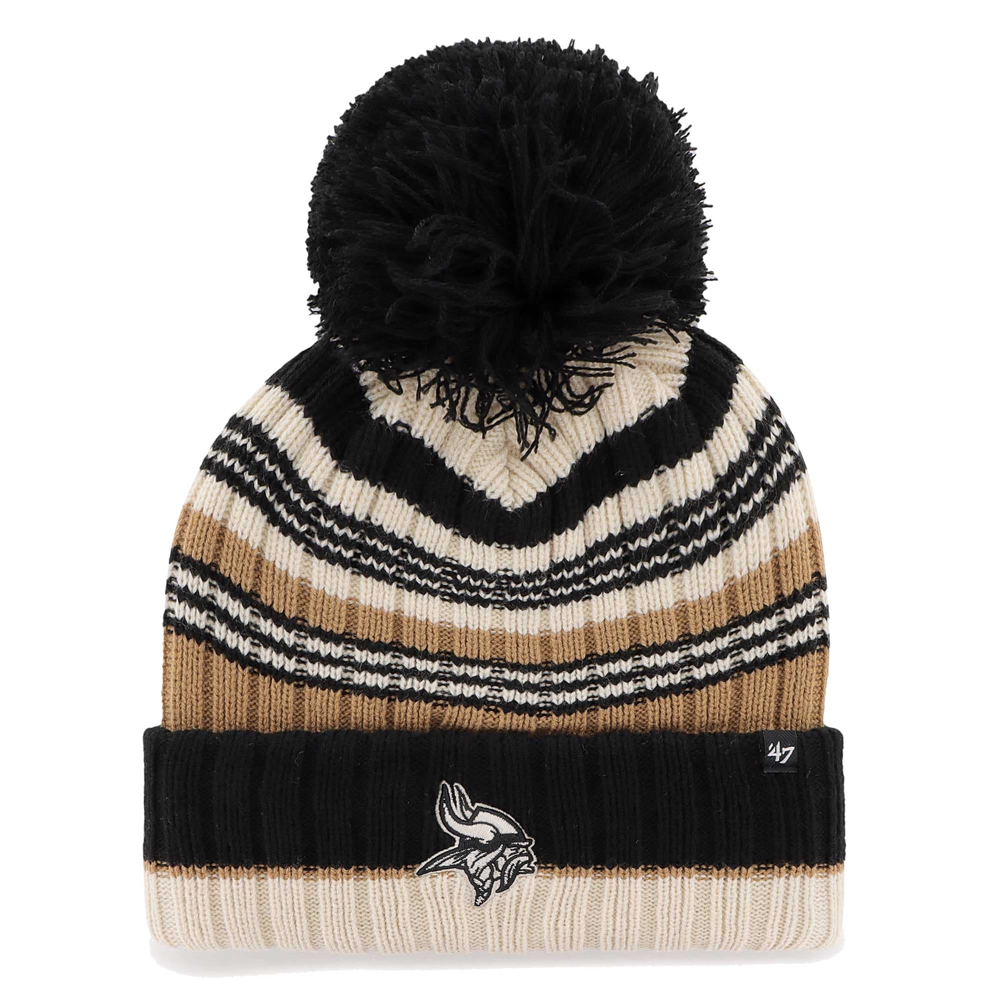 Minnesota Vikings womens 47 natural minnesota vikings barista cuffed knit hat with pom Collection | Vikings Online Shop