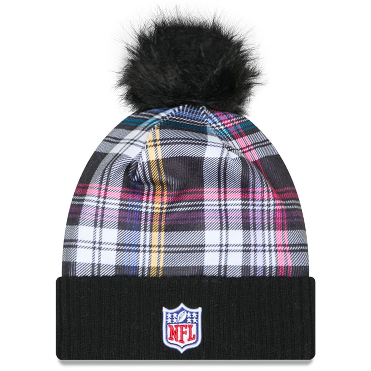 Minnesota Vikings womens new era black minnesota vikings 2024 nfl crucial catch cuffed knit hat with pom Collection | Vikings Online Shop