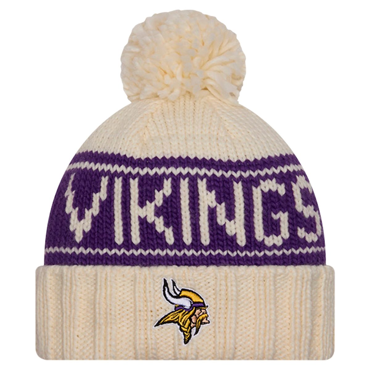 Minnesota Vikings womens new era cream minnesota vikings 2024 sideline cuffed knit hat with pom Collection | Vikings Online Shop