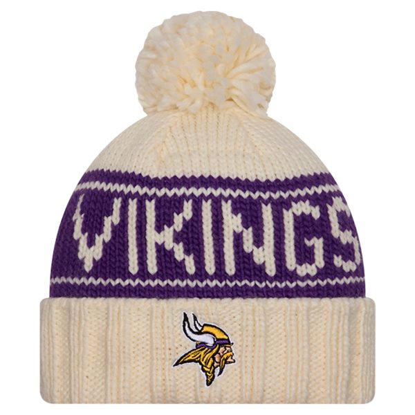 Minnesota Vikings womens new era cream minnesota vikings 2024 sideline cuffed knit hat with pom Collection | Vikings Online Shop