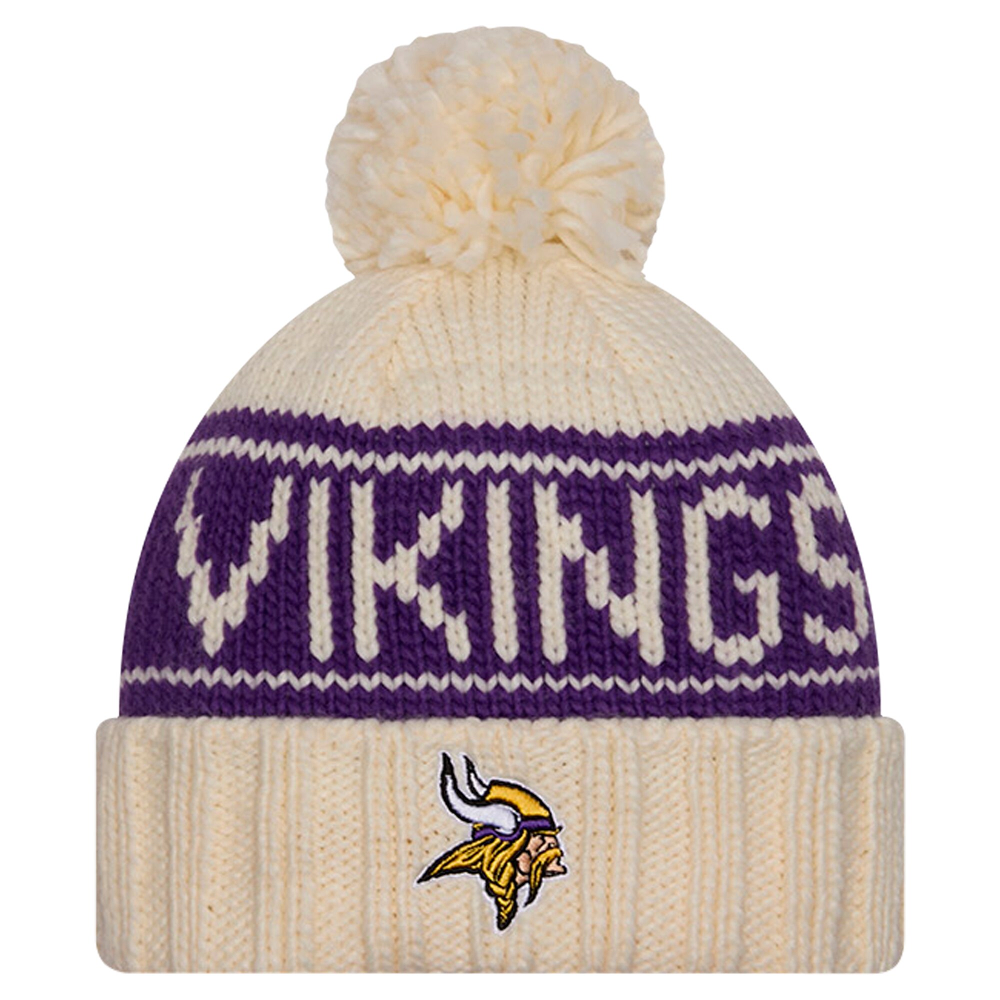 Minnesota Vikings womens new era cream minnesota vikings 2024 sideline cuffed knit hat with pom Collection | Vikings Online Shop