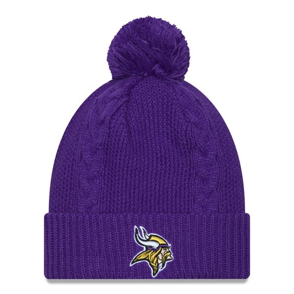 Minnesota Vikings womens new era purple minnesota vikings cabled cuffed knit hat with pom Collection | Vikings Online Shop