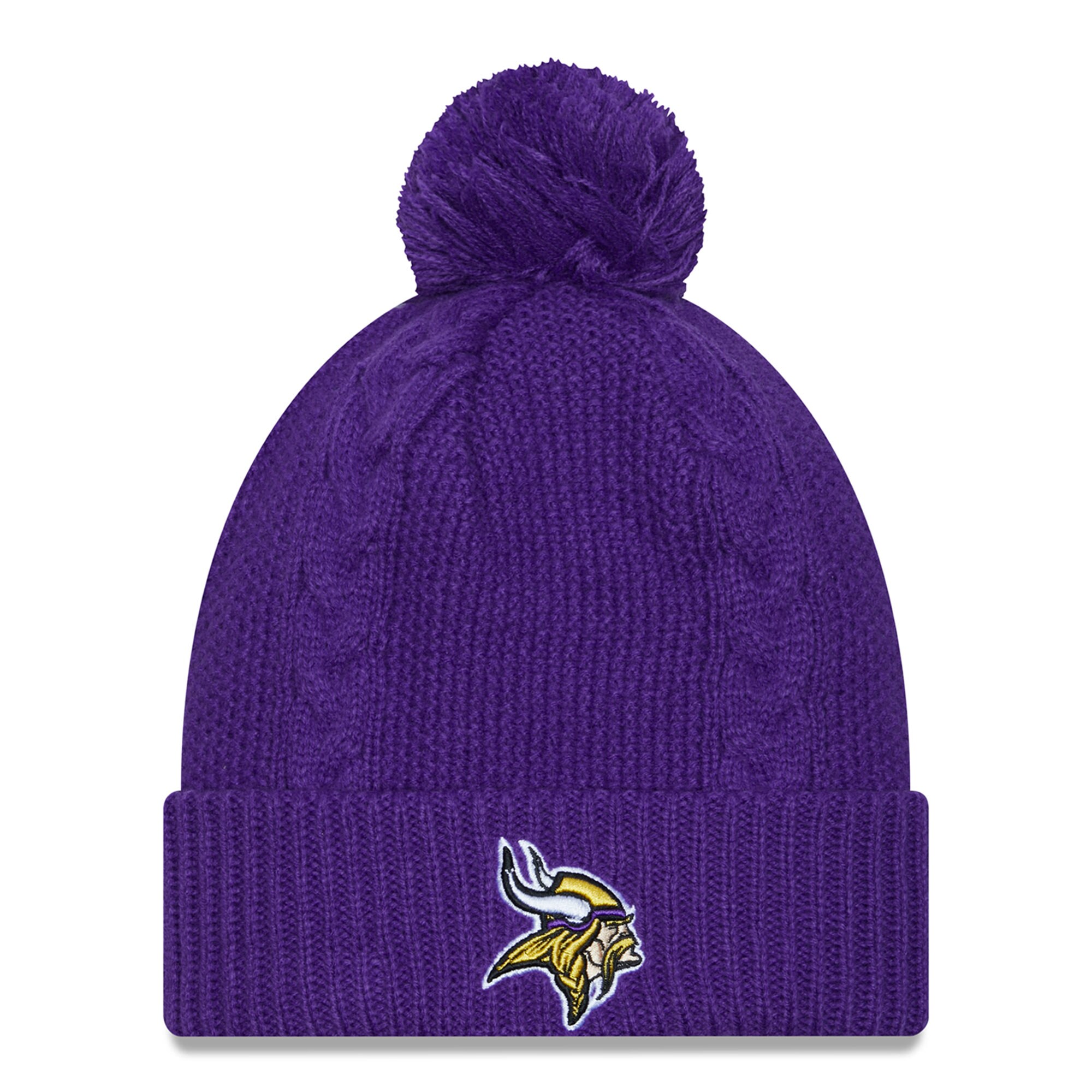 Minnesota Vikings womens new era purple minnesota vikings cabled cuffed knit hat with pom Collection | Vikings Online Shop