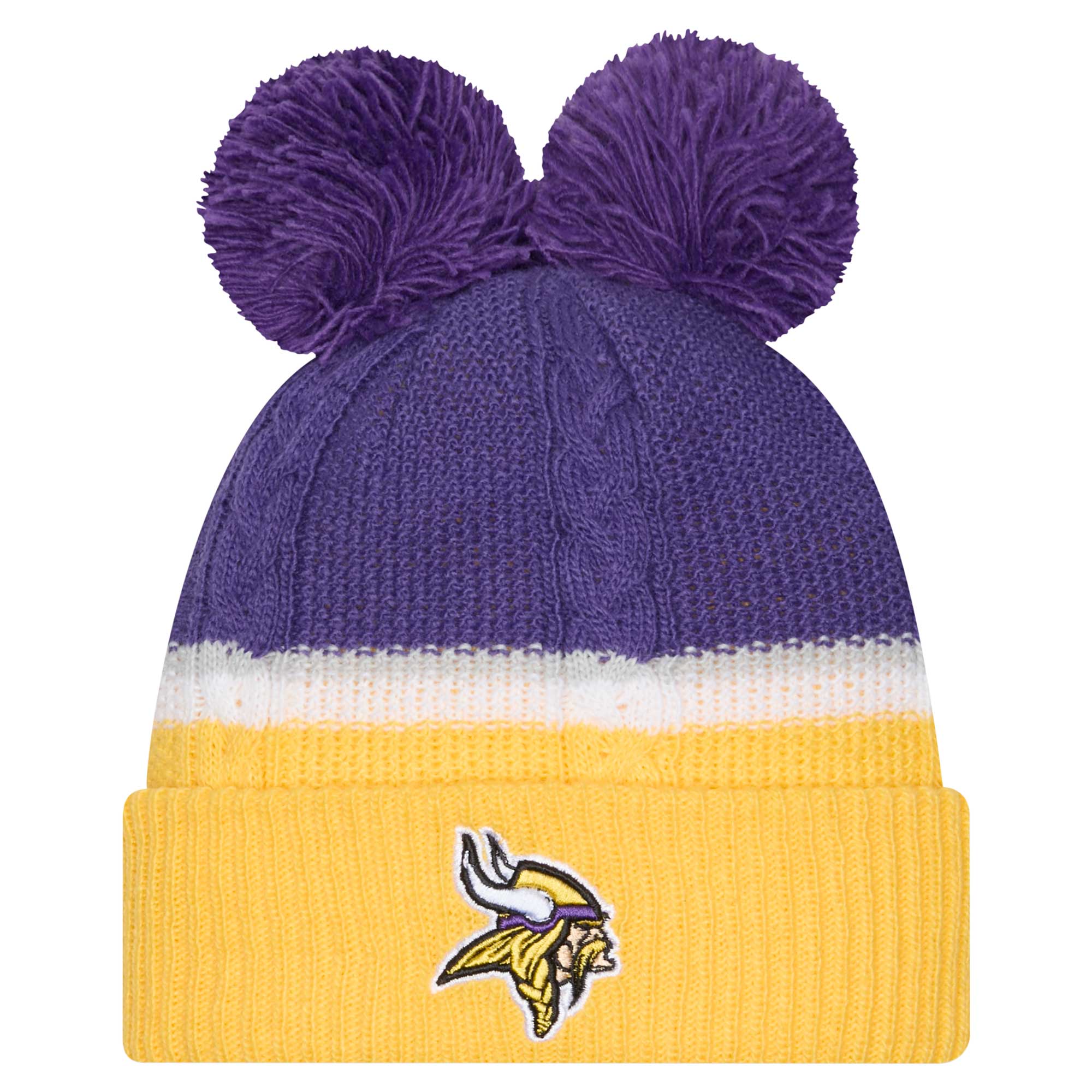 Minnesota Vikings womens new era purple minnesota vikings double bubble cuffed knit hat with poms Collection | Vikings Online Shop