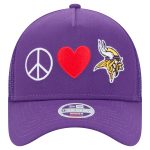 Minnesota Vikings womens new era purple minnesota vikings peace  love trucker 9forty adjustable hat Collection | Vikings Online Shop