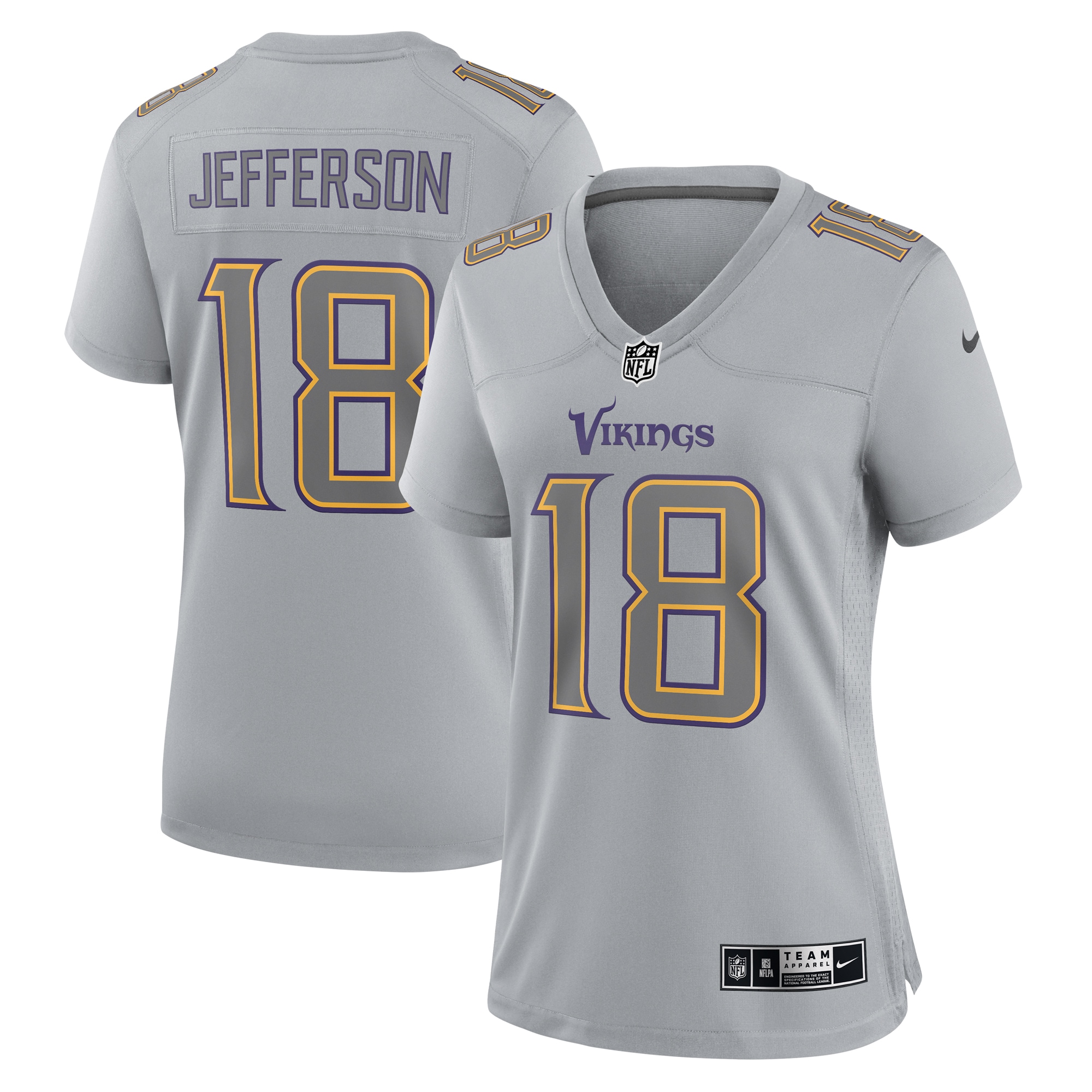 Minnesota Vikings womens nike justin jefferson gray minnesota vikings atmosphere fashion game jersey Collection | Vikings Online Shop
