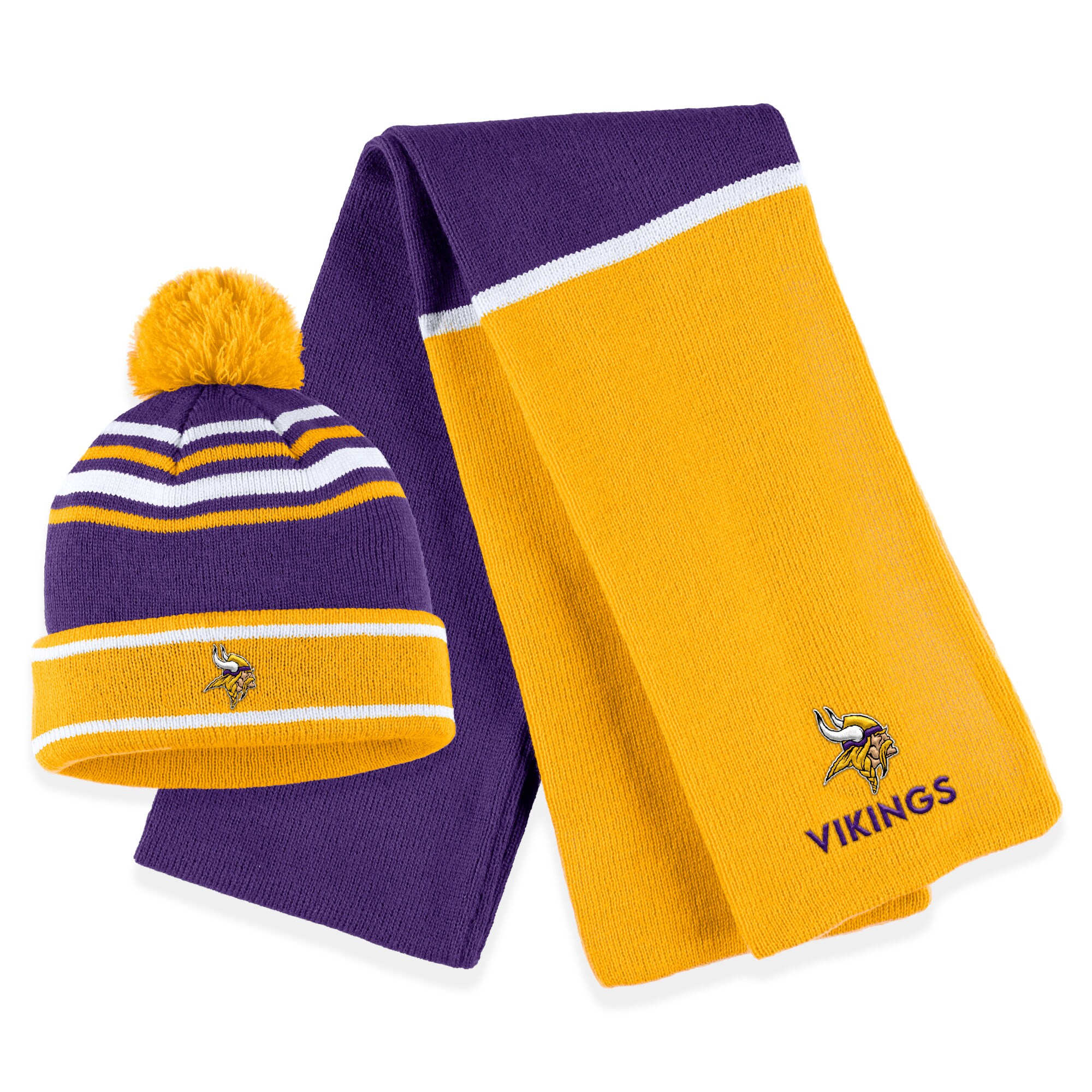 Minnesota Vikings womens wear by erin andrews purple minnesota vikings colorblock cuffed knit hat with pom and scarf set Collection | Vikings Online Shop