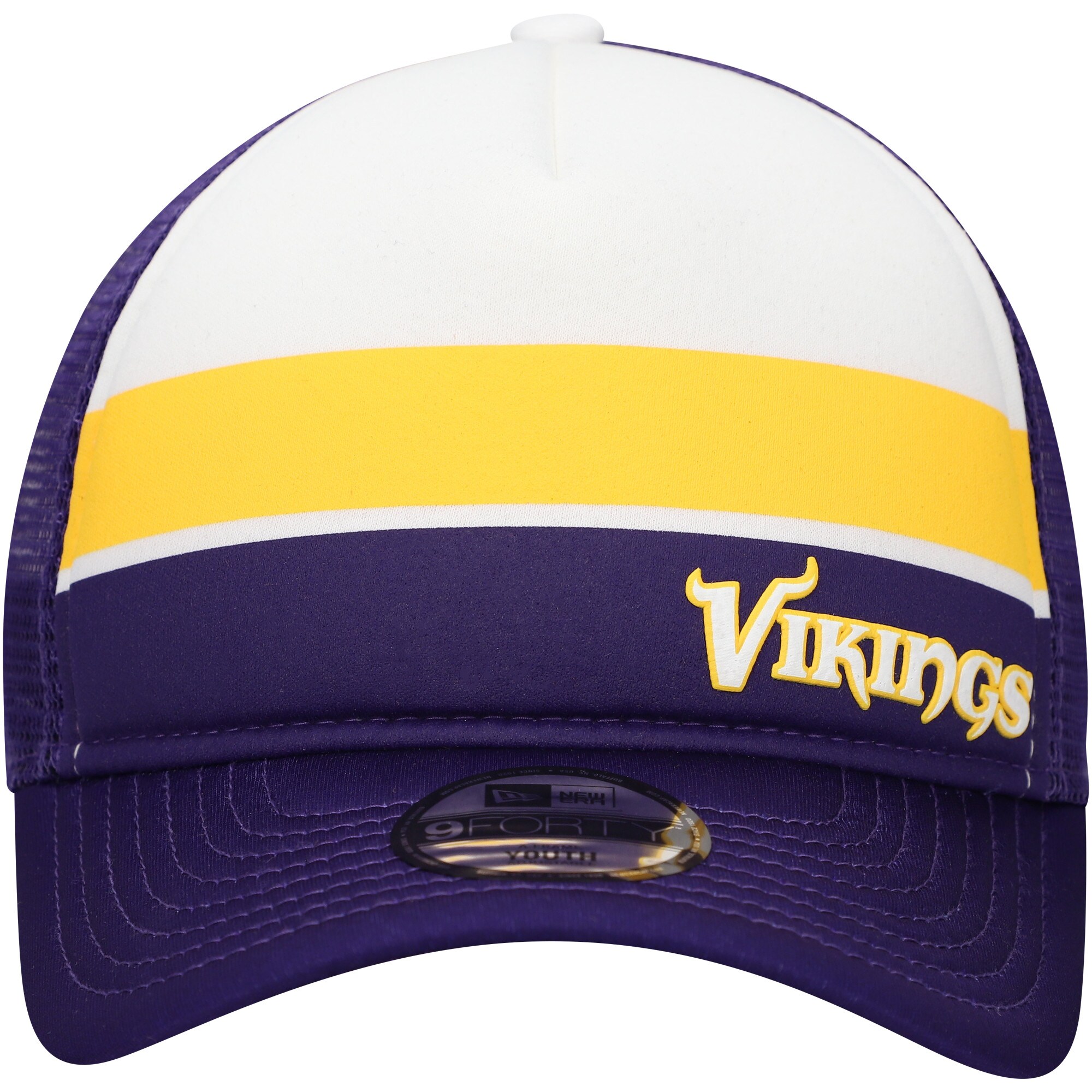 Minnesota Vikings youth new era purple minnesota vikings sport night color block 9forty a-frame trucker adjustable hat Collection | Vikings Online Shop