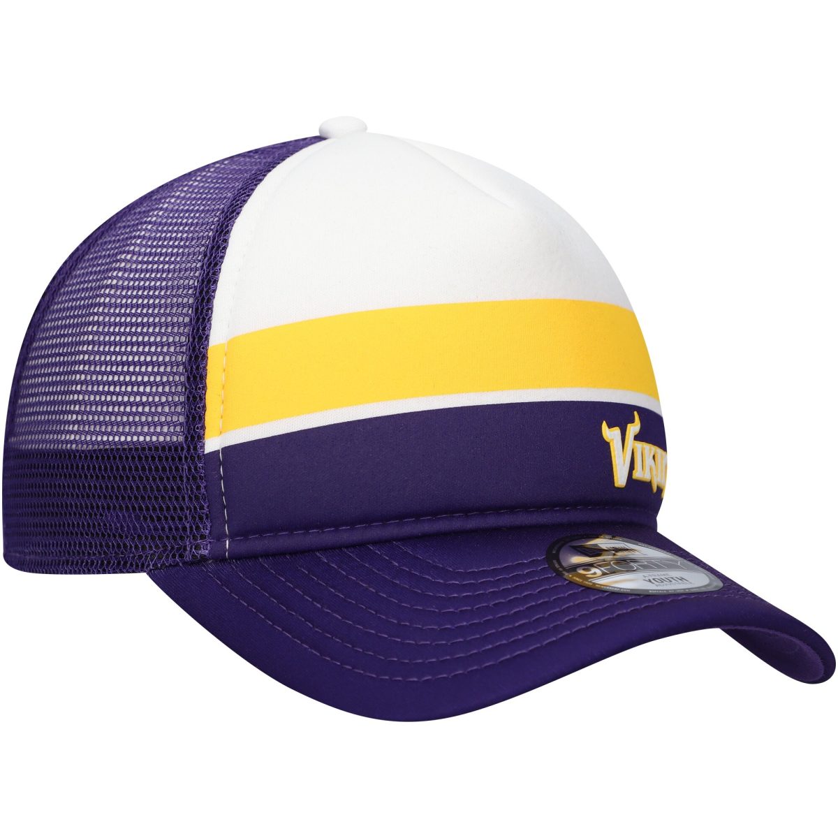 Minnesota Vikings youth new era purple minnesota vikings sport night color block 9forty a-frame trucker adjustable hat Collection | Vikings Online Shop